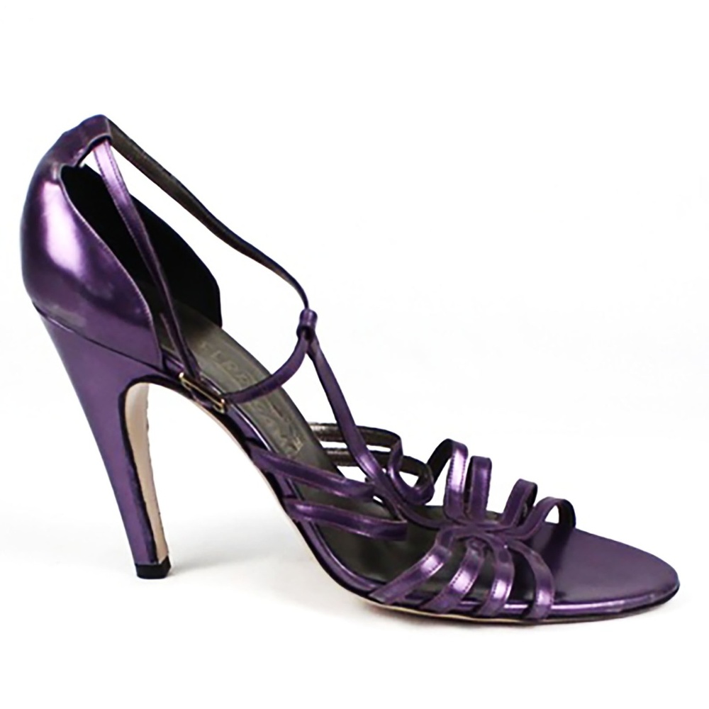 Salvatore Ferragamo Purple Leather Strappy Heels